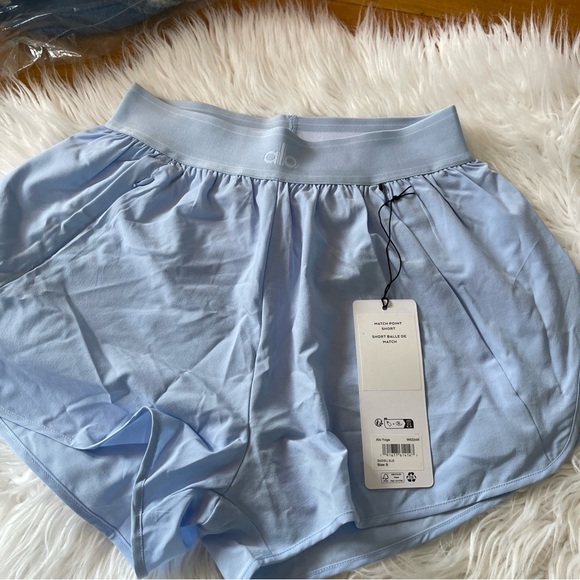 Authentic NWT Alo Match Point Short Skort logo waistband in Seashell Blue S - Picture 5 of 9